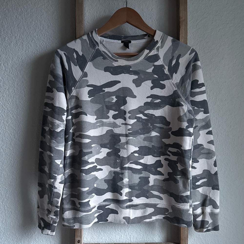 J. Crew Crewneck Gray Camouflage Sweatshirt Women’s Sz: Small
